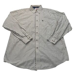 Wrangler Shirt Mens XL George Strait Cowboy Cut White Black Plaid Long Sleeve